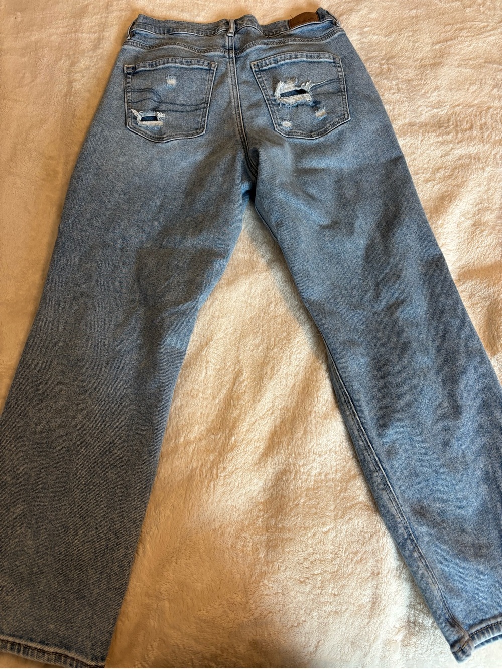 American Eagle Outfitters Light Blue Distressed Wide Leg Jeans - Picture 2 of 6